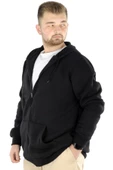 Mode XL Büyük Beden Erkek Sweatshirt Zippered Recycle B20533 Siyah thumbnail 7