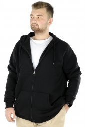 Mode XL Büyük Beden Erkek Sweatshirt Zippered Recycle B20533 Siyah thumbnail 2