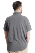 Mode XL Battal Beden Erkek Tshirt Polo Yaka Cepli Klasik Pike 20552 Antramelanj - 5