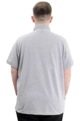 Mode XL Battal Beden Erkek Tshirt Polo Yaka Cepli Klasik Pike 20552 Gri Melanj thumbnail 8