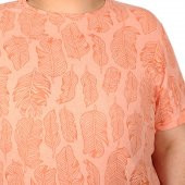 Mode XL Büyük Beden Erkek T-Shirt Bs Yaka Yaprak Desen 19119 Nar Çiçeği - 3