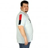 Mode XL Büyük Beden Erkek T-Shirt Polo All The Game 19431 Buz Mavi - 3