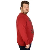 Mode XL Büyük Beden Erkek Sweatshirt Push Your Limit 19134 Bordo thumbnail 7
