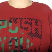 Mode XL Büyük Beden Erkek Sweatshirt Push Your Limit 19134 Bordo thumbnail 8