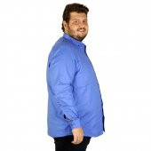 Mode XL Büyük Beden Erkek Gömlek Uzun Kol Cepsiz 19305 Saks - 4
