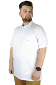 Mode XL Battal Beden Erkek Tshirt Polo Yaka Nakışlı Klasik Pike 20553 Beyaz - 6