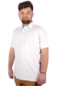 Mode XL Battal Beden Erkek Tshirt Polo Yaka Nakışlı Klasik Pike 20553 Beyaz - 5