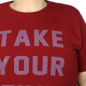 Mode XL Büyük Beden Erkek Tshirt Bisiklet Yaka Take Your Time 20110 Bordo - 3