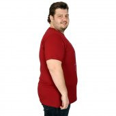 Mode XL Büyük Beden Erkek Tshirt Bisiklet Yaka Take Your Time 20110 Bordo - 4