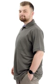 Mode XL Battal Beden Erkek Tshirt Polo Yaka Cepli Klasik Pike 20552 Haki - 6