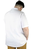Mode XL Battal Beden Erkek Tshirt Polo Yaka Nakışlı Klasik Pike 20553 Beyaz - 4