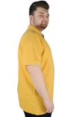 Mode XL Battal Beden Erkek Tshirt Polo Yaka Nakışlı Klasik Pike 20553 Hardal thumbnail 7