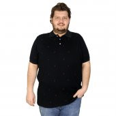 Mode XL Battal Beden Erkek Tshirt Polo Yaka Palm Teers 20409 Lacivert - 1