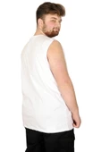 Mode XL Battal Beden Erkek Kolsuz Tshirt Düz 20003 Beyaz - 6
