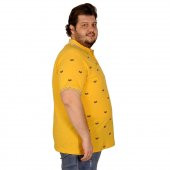 Mode XL Büyük Beden Tshirt Polo Yaka Tennis Racket 20412 Hardal - 3