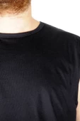 Mode XL Battal Beden Erkek Kolsuz Tshirt Düz 20003 Lacivert - 6