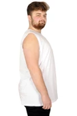 Mode XL Battal Beden Erkek Kolsuz Tshirt Düz 20003 Beyaz - 5