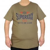 Mode XL Büyük Beden Tshirt Bisiklet Yaka Moto Deluxe 20116 Haki - 1