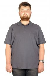 Mode XL T-Shirt Polo Yaka Cepli Klasik 20413 Füme - 1