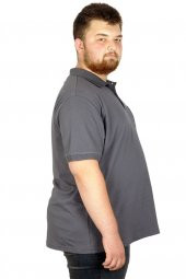 Mode XL T-Shirt Polo Yaka Cepli Klasik 20413 Füme - 2