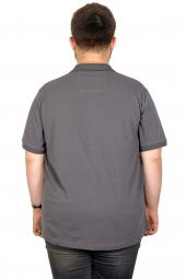 Mode XL T-Shirt Polo Yaka Cepli Klasik 20413 Füme - 3