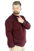 Mode XL Erkek Sweatshirt Bisiklet Yaka Basic 20131 Mürdüm thumbnail 2