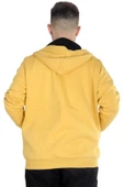 Mode XL Erkek Sweatshirt Kapşonlu Zippered Basic 20543 Hardal thumbnail 4