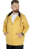 Mode XL Erkek Sweatshirt Kapşonlu Zippered Basic 20543 Hardal thumbnail 1