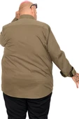 Mode XL Büyük Beden  Gömlek Ukol Cep Lycra Poplin 20350 Haki thumbnail 12