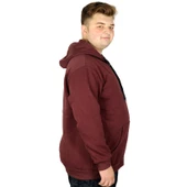 Mode XL Erkek Sweatshirt Kapşonlu Zippered Basic 20543 Mürdüm thumbnail 7