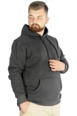 Mode XL Erkek Sweat Kapşon Kangoroo Pocket Basic 20562 Antramelanj thumbnail 1