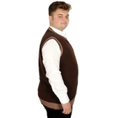 Mode XL Büyük Beden Erkek Süeter Vanize Selanik 20547 Kahverengi - 3