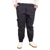 Mode XL Büyük Beden Erkek Keten Kargo Jogger 21910 Lacivert - 1