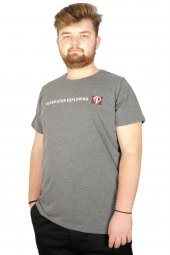 Mode XL Büyük Beden Tshirt Bis Yaka Explorer 21108 Antramelanj - 1