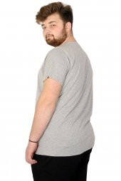 Mode XL Büyük Beden Tshirt Bisiklet Yaka Act Now 21113  Gri - 2