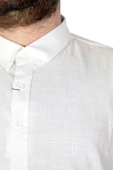 Mode XL Büyük Beden Erkek Keten Likralı Gömlek 20393 Beyaz thumbnail 6