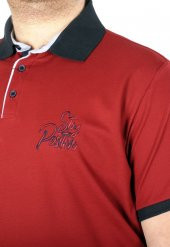 Mode XL Büyük Beden T-shirt Polo Stay Positive 21309 Bordo - 3