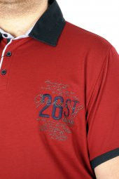 Mode XL Büyük Beden T-shirt Polo 26ST 21311 Bordo - 3