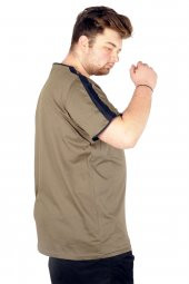Mode XL Büyük Beden Tshirt Bisiklet Yaka West 21172 Haki - 2