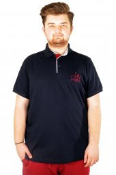 Mode XL Büyük Beden T-shirt Polo Stay Positive 21309 Lacivert - 1