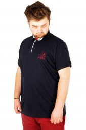 Mode XL Büyük Beden T-shirt Polo Stay Positive 21309 Lacivert - 2