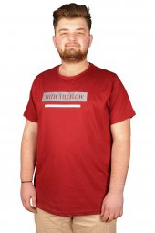 Mode XL Büyük Beden Tshirt Bisiklet Yaka With The Flow 21146 Bordo - 1