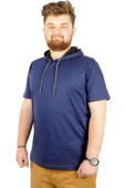 Mode XL Büyük Beden Oversize Tshirt Kapşon Basic 21115 İndigo thumbnail 1