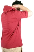 Mode XL Büyük Beden Oversize Tshirt Kapşon Basic 21115 Bordo - 2