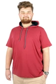 Mode XL Büyük Beden Oversize Tshirt Kapşon Basic 21115 Bordo - 1