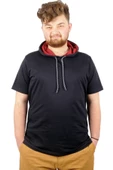 Mode XL Büyük Beden Oversize Tshirt Kapşon Basic 21115 Lacivert thumbnail 4