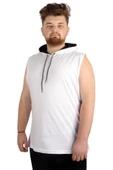 Mode XL Büyük Beden Erkek Kolsuz Kapşon Basic 21125 Beyaz thumbnail 3