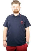 Mode XL Büyük Beden T-shirt Polo Cep Sup MD Basic 21555 Lacivert thumbnail 1