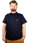 Mode XL Büyük Beden T-shirt Polo Cep Sup Basic 21557 Lacivert - 1