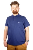 Mode XL Büyük Beden T-shirt Polo Cep Sup Basic 21557 İndigo thumbnail 4